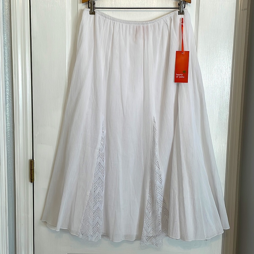 Hearts of Palm Skirt, Sz 14, White, Cotton/Polyester, NWT